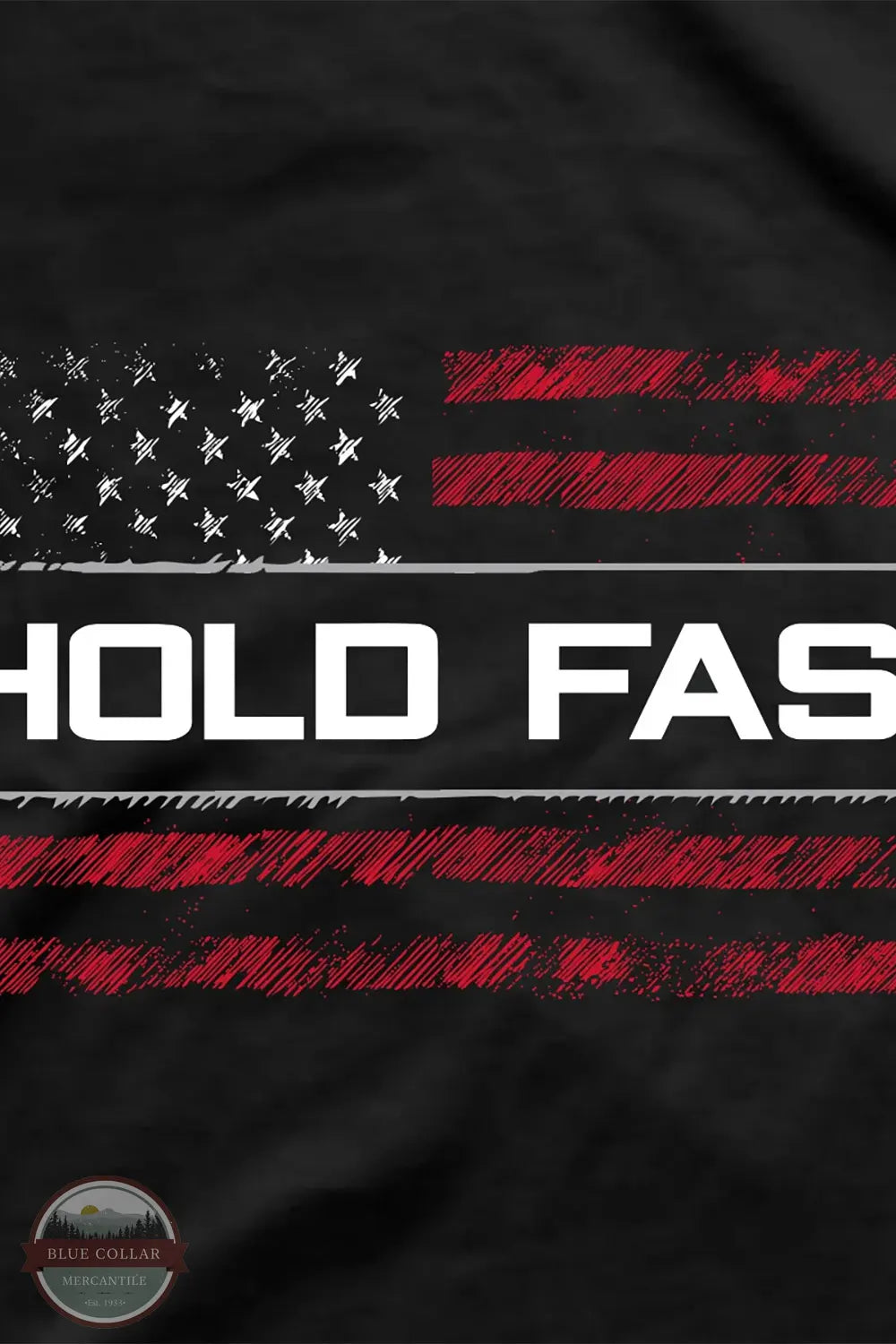 Kerusso Hold Fast Men's One Nation Sketch Flag T-Shirt image of front pocket print