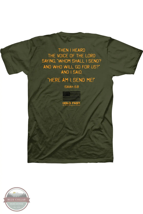 Kerusso KHF5451 Hold Fast Men's Send Me T-Shirt in Green back view of shirt with main imprint