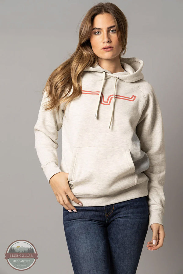 Kimes Ranch WHO0000005 Outlier Kimes Long Sleeve Hoodie in oatmeal heather, front
