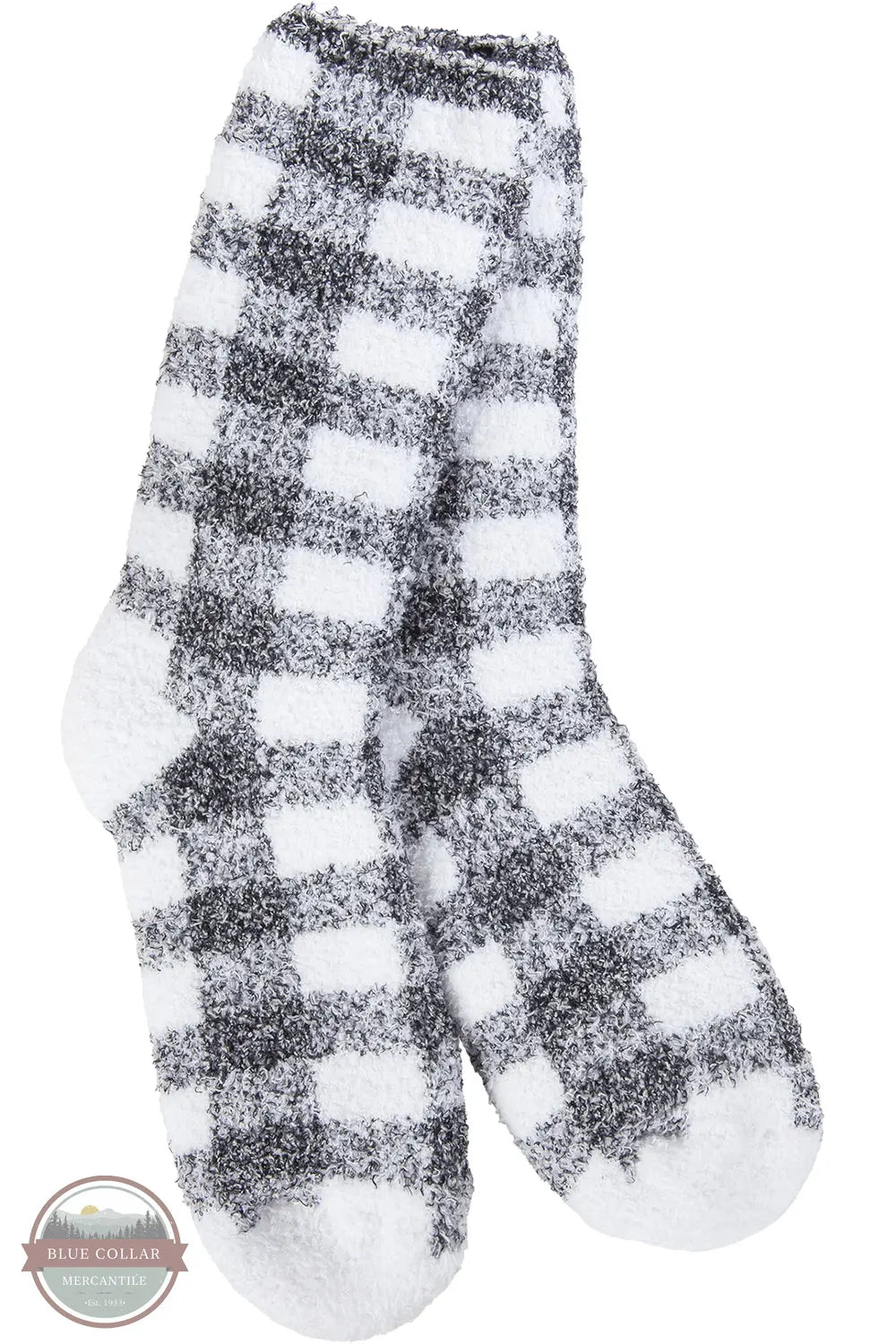 World's Softest WKPFIR-931 Knit Pickin Fireside Crew Socks in Black Check