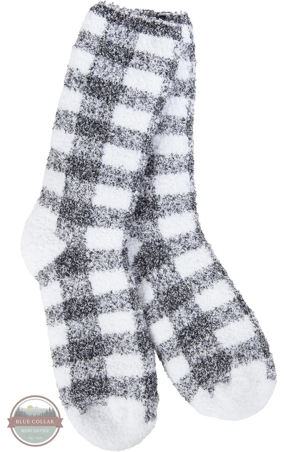 World's Softest WKPFIR-931 Knit Pickin Fireside Crew Socks in Black Check