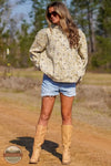Local Girl Outfitters L5130040-FCD Local Girl Hilltop Hoodie in Forest Camo Desert shown on model with shorts and western boots