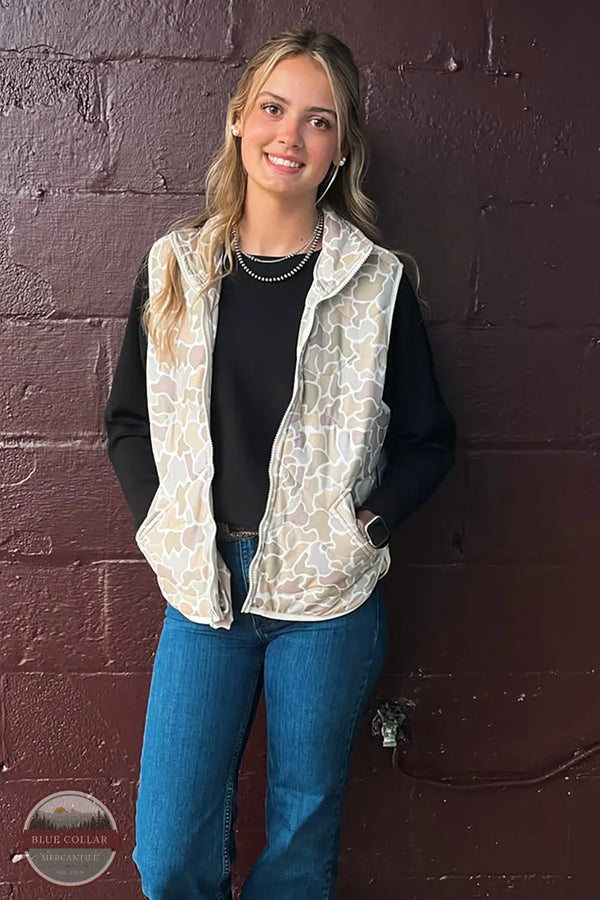 Local Girl Outfitters L5130044-fcd Local Girl Core Vest in Forest Camo Desert on model