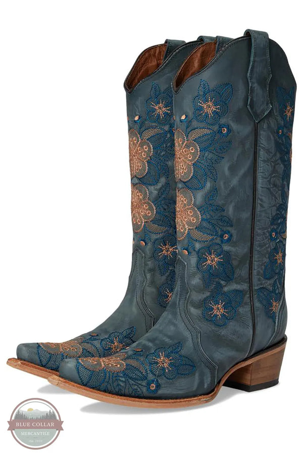 Corral L6210 Blue Floral Embroidered Western Boots view of the pair