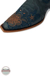 Corral L6210 Blue Floral Embroidered Western Boots detailed view of snip toe