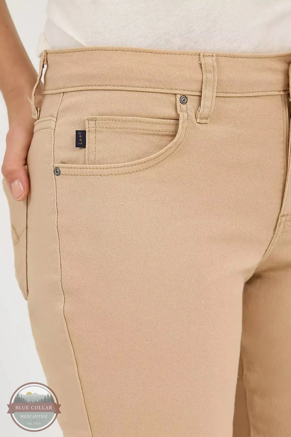 Lee 103377223 Relaxed Fit Denim Capris in Cafe front pocket view