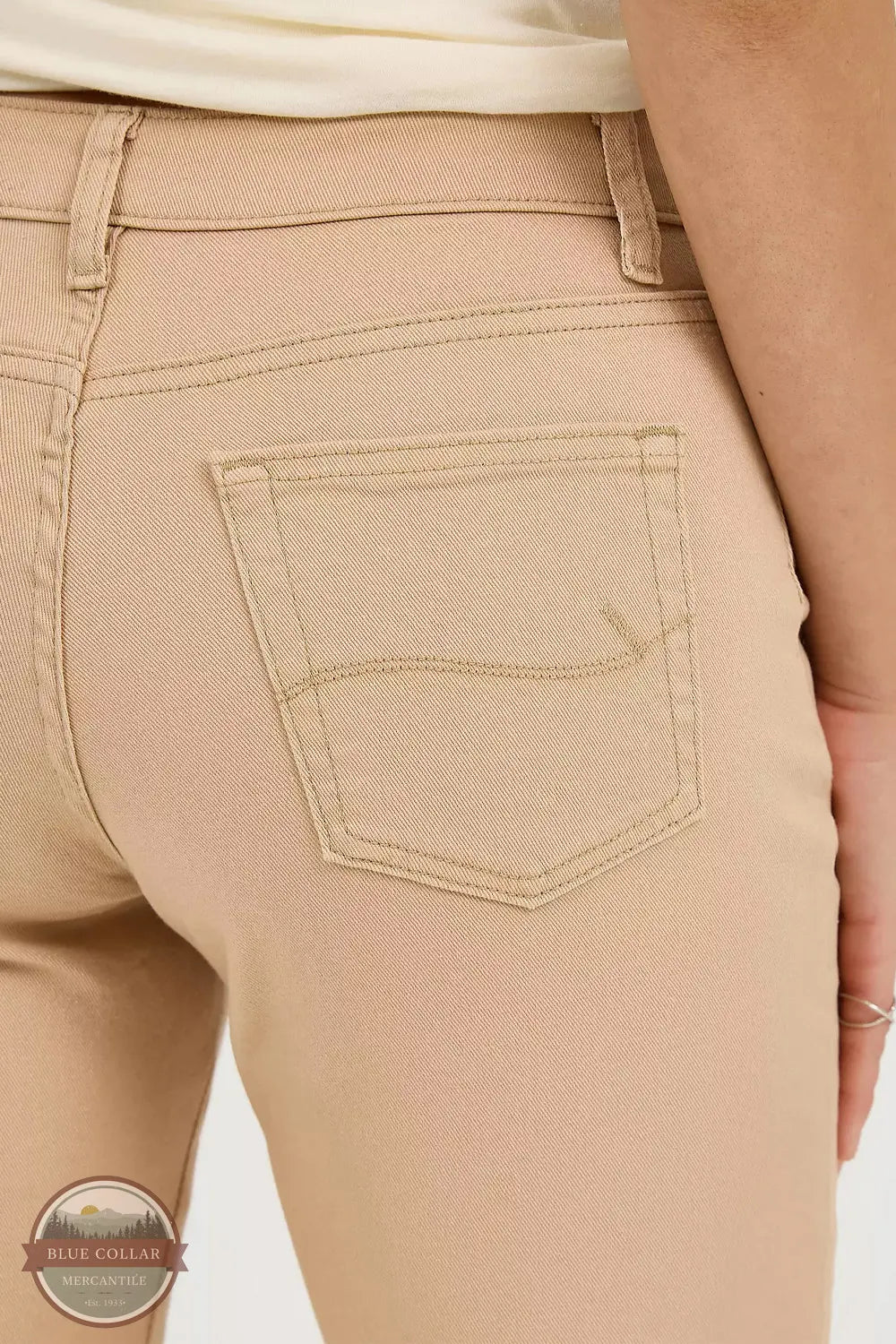 Lee 103377223 Relaxed Fit Denim Capris in Cafe rear pocket view