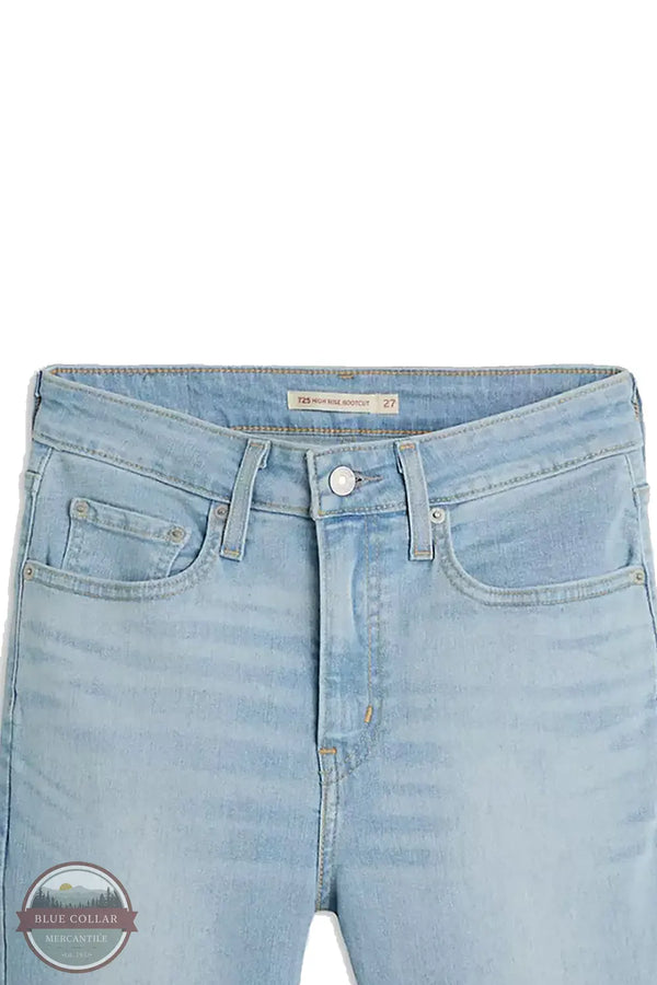 Levi's 725 High Rise Bootcut Women's Jean in Eternal Indigo close up view