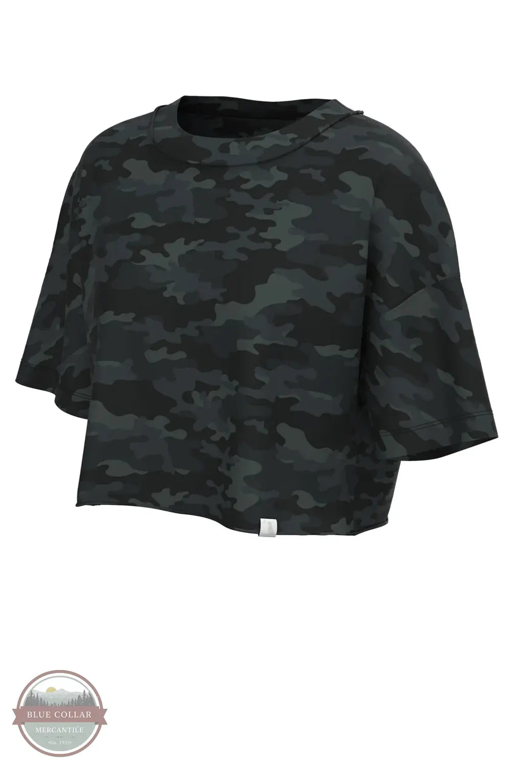 Local Girl Boxy Crop Tee shown in mulit camoflage