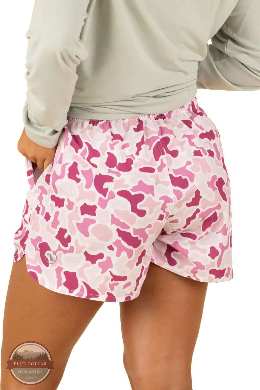 Women's High Waisted Volley Shorts in Localflage Pink! rear view