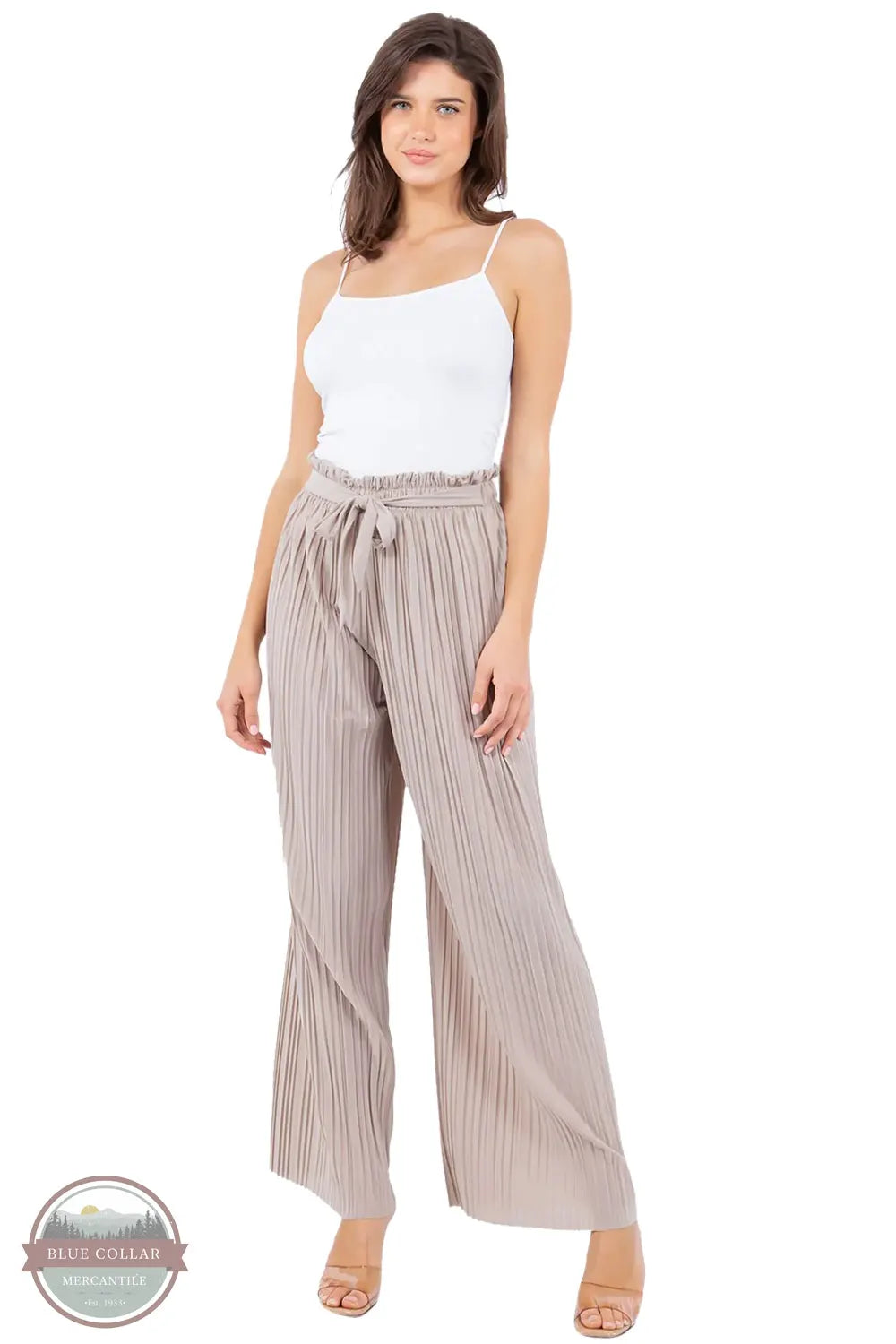 Tie Front Pleated Pants by Love Poem PB600