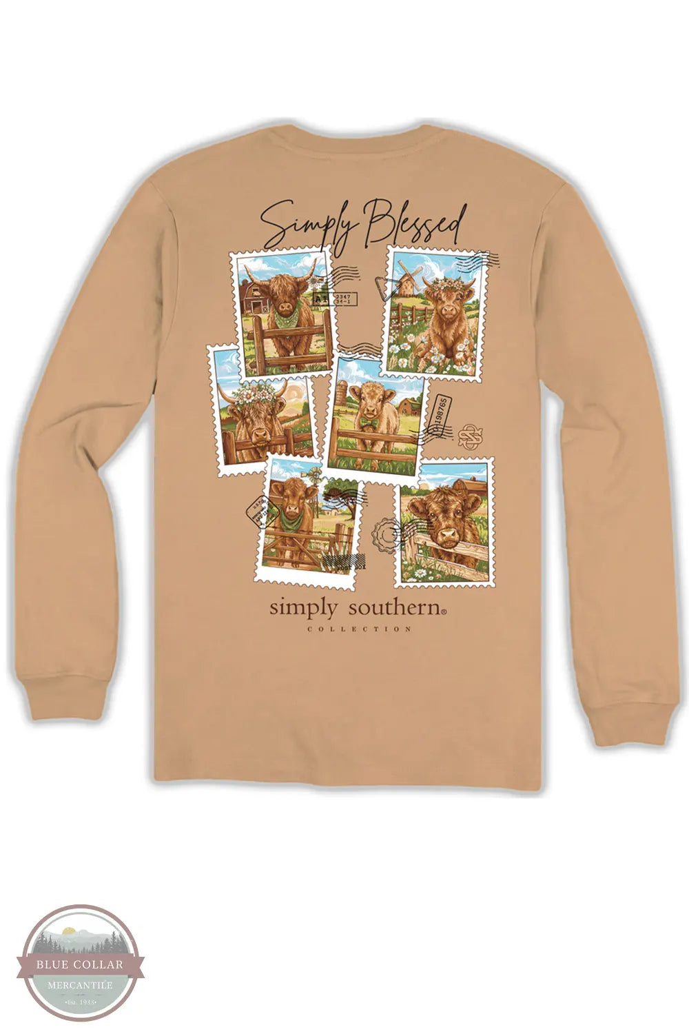 Simply Southern LS-BLESSED-BISQUE Ladies Simply Blessed Long Sleeve T-Shirt back imprint shown