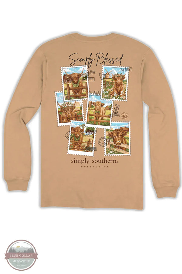 Simply Southern LS-BLESSED-BISQUE Ladies Simply Blessed Long Sleeve T-Shirt back imprint shown