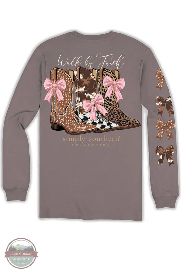 Simply Southern LS-FAITH-DRFTWD Ladies Walk By Faith Long Sleeve T-Shirt back imprint view