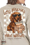 Simply Southern LS-WEENIE-LINEN Ladies Less Meanies Long Sleeve T-Shirt on model back view