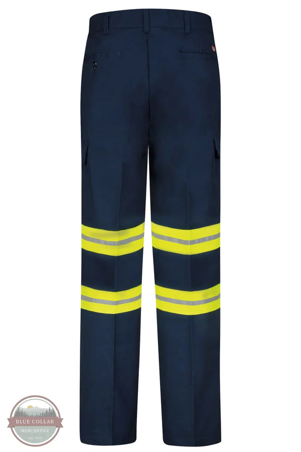 Red Kap PT88EN Men's Enhanced Visibility Industrial Cargo Pant in Navy with Hi-vis Stripe rear view