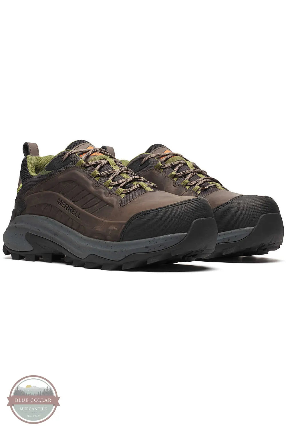 MERRELL J007891 Men's Moab Speed 2 Waterproof Carbon Fiber Work Shoe in Dark Taupe 3/4 view