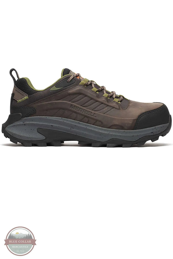 MERRELL J007891 Men's Moab Speed 2 Waterproof Carbon Fiber Work Shoe in Dark Taupe side view