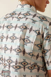 Ariat Men's Printed VentTEK Classic Fit Shirt in Off White detail of back vent view