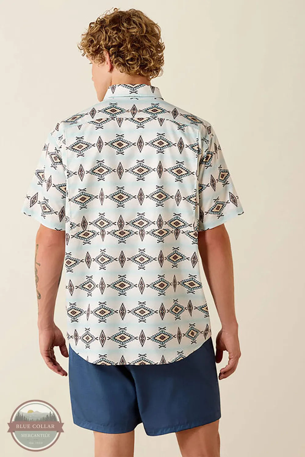Ariat Men's Printed VentTEK Classic Fit Shirt in Off White back view