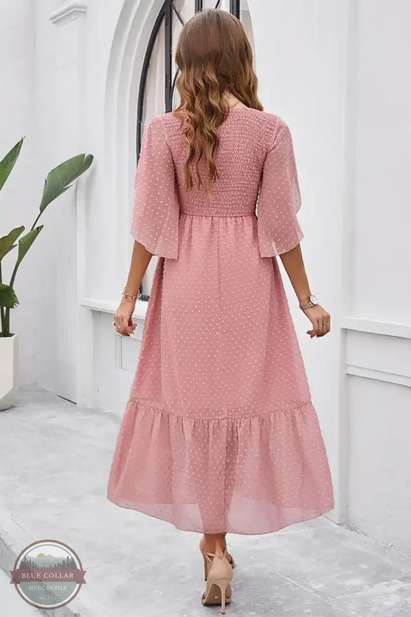 Miss Sparkling Swiss Dot Ruffled Dress in Pink W20507868 back view