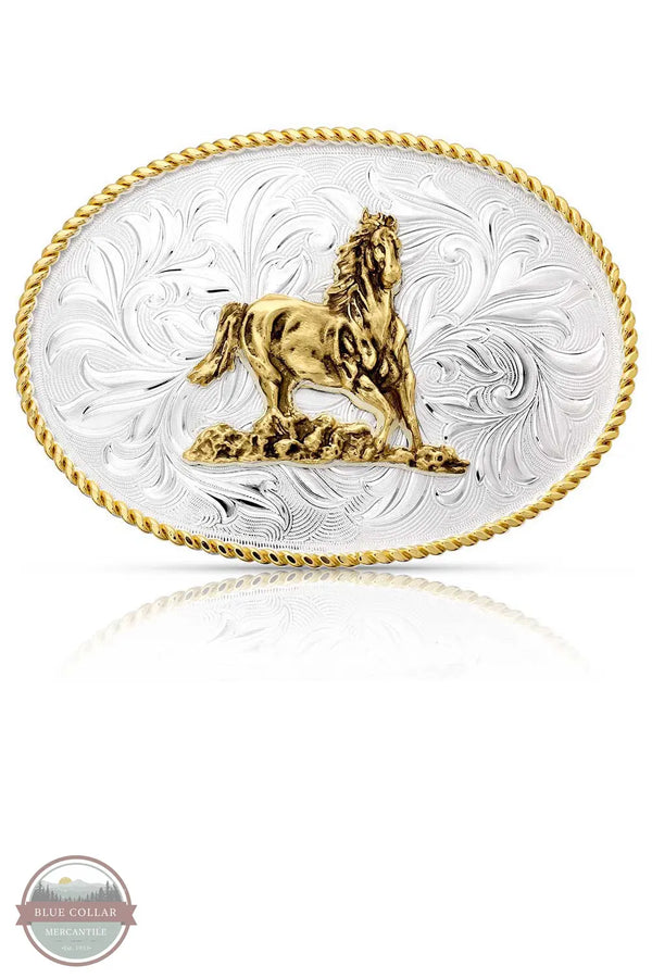 Montana Silversmiths 1256-463 Rosebud Legacy Buckle with Galloping Horse
