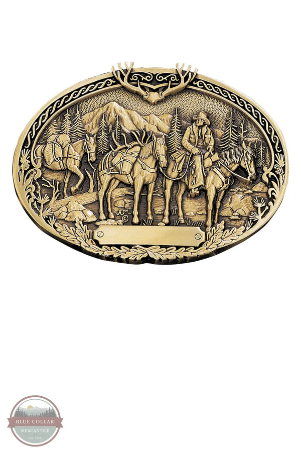 Montana Silversmiths 60789C Pack Horses and Rider Brass Heritage Attitude Belt Buckle