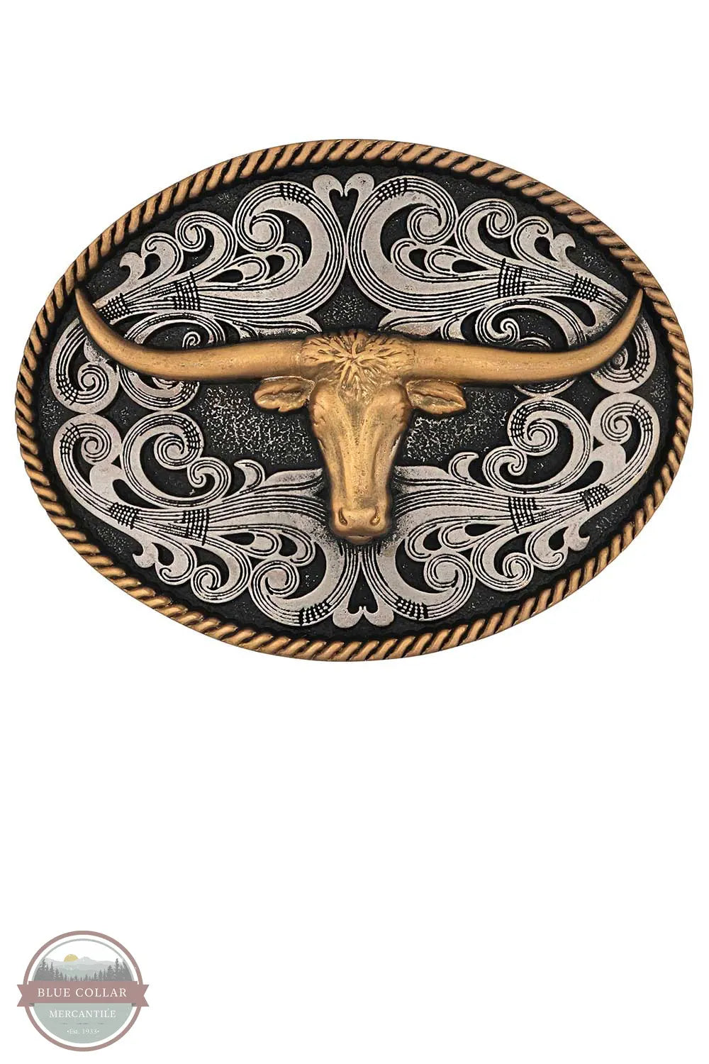 Montana Silversmiths A1015P Two Tone Longhorn Attitude Belt Buckle