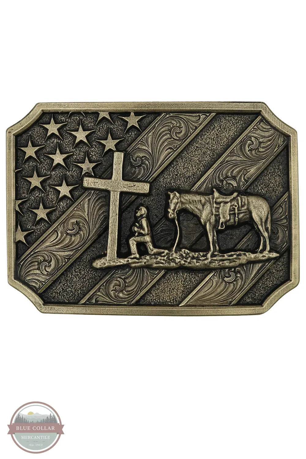 Montana Silversmiths A864C Patriot Christian Cowboy Attitude Belt Buckle