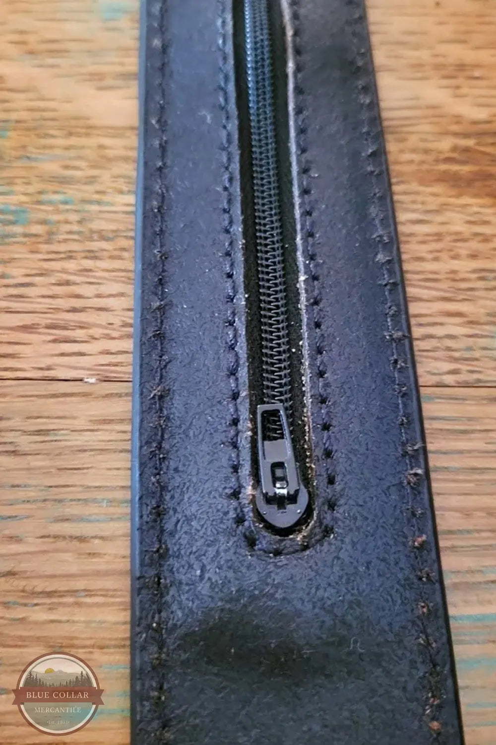 Nocona N1012001 Woven Print Leather Western Money Belt zippered pouch view