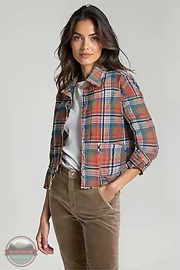 North River Apparel NRL8102 Timberline Quilted Plaid Short Jacket in bruschetta, model