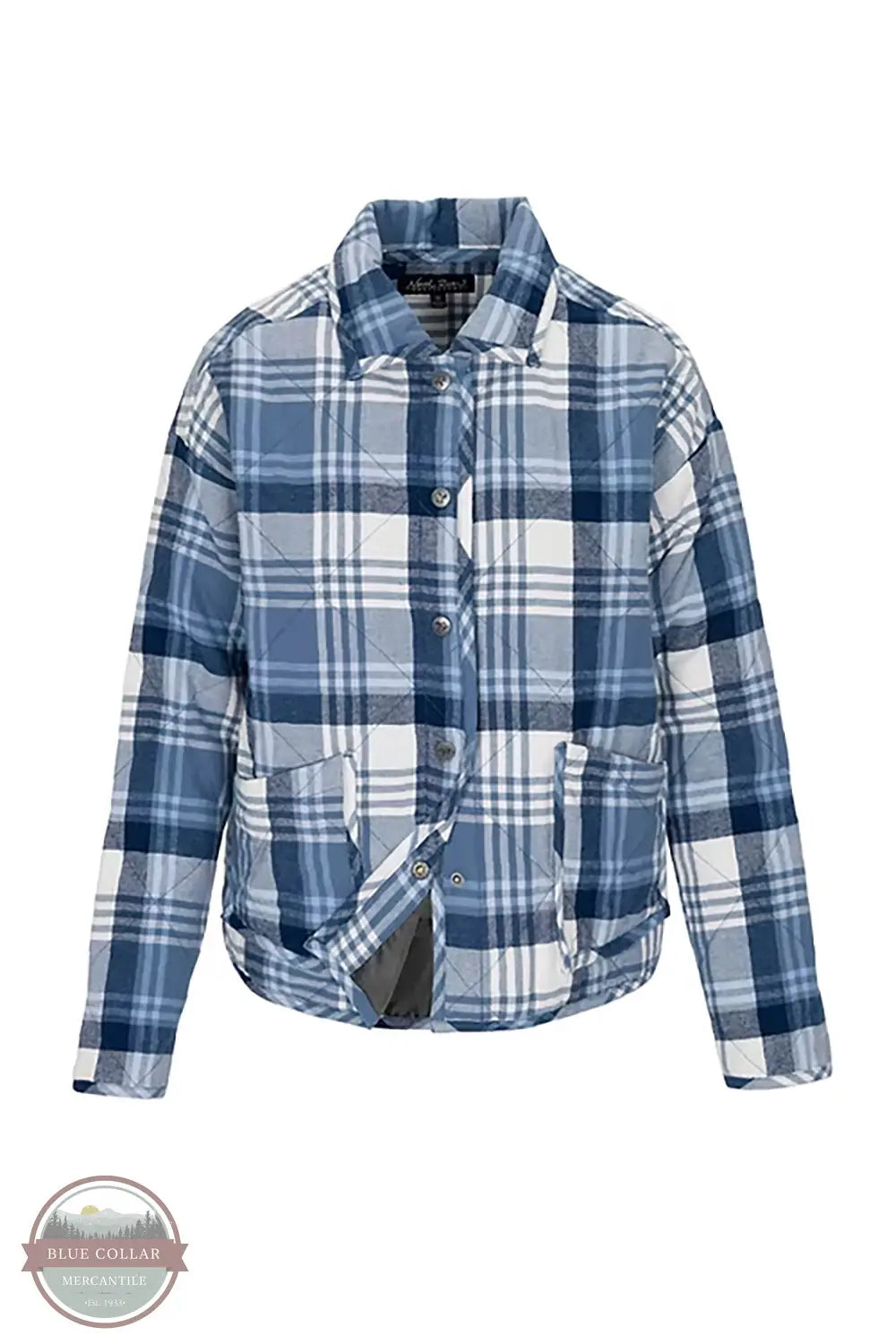 North River Apparel NRL8102 Timberline Quilted Plaid Short Jacket in kingfisher, front