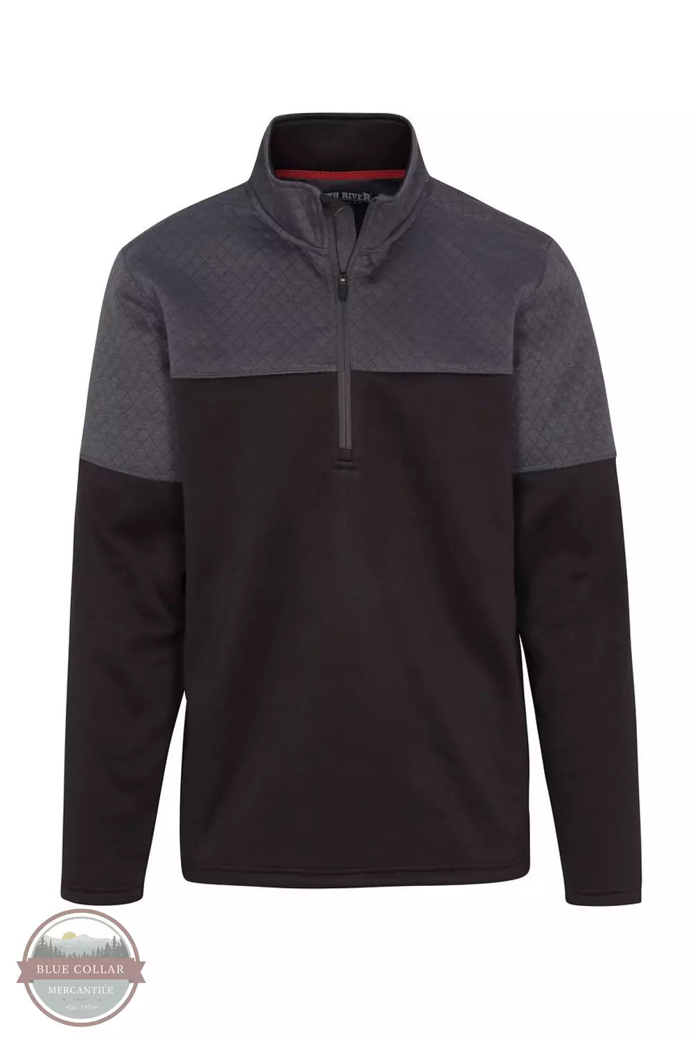 North River NRM2203 Jacquard Quarter Zip Pullover in Licorice Front View