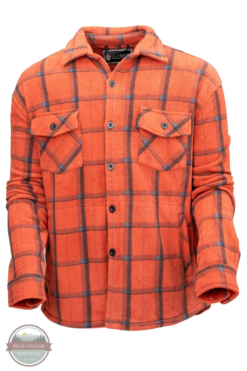 Outback Trading Co. 42188-BTO Men's Chad Button Up Fleece Big Shirt in Burnt Orange front view