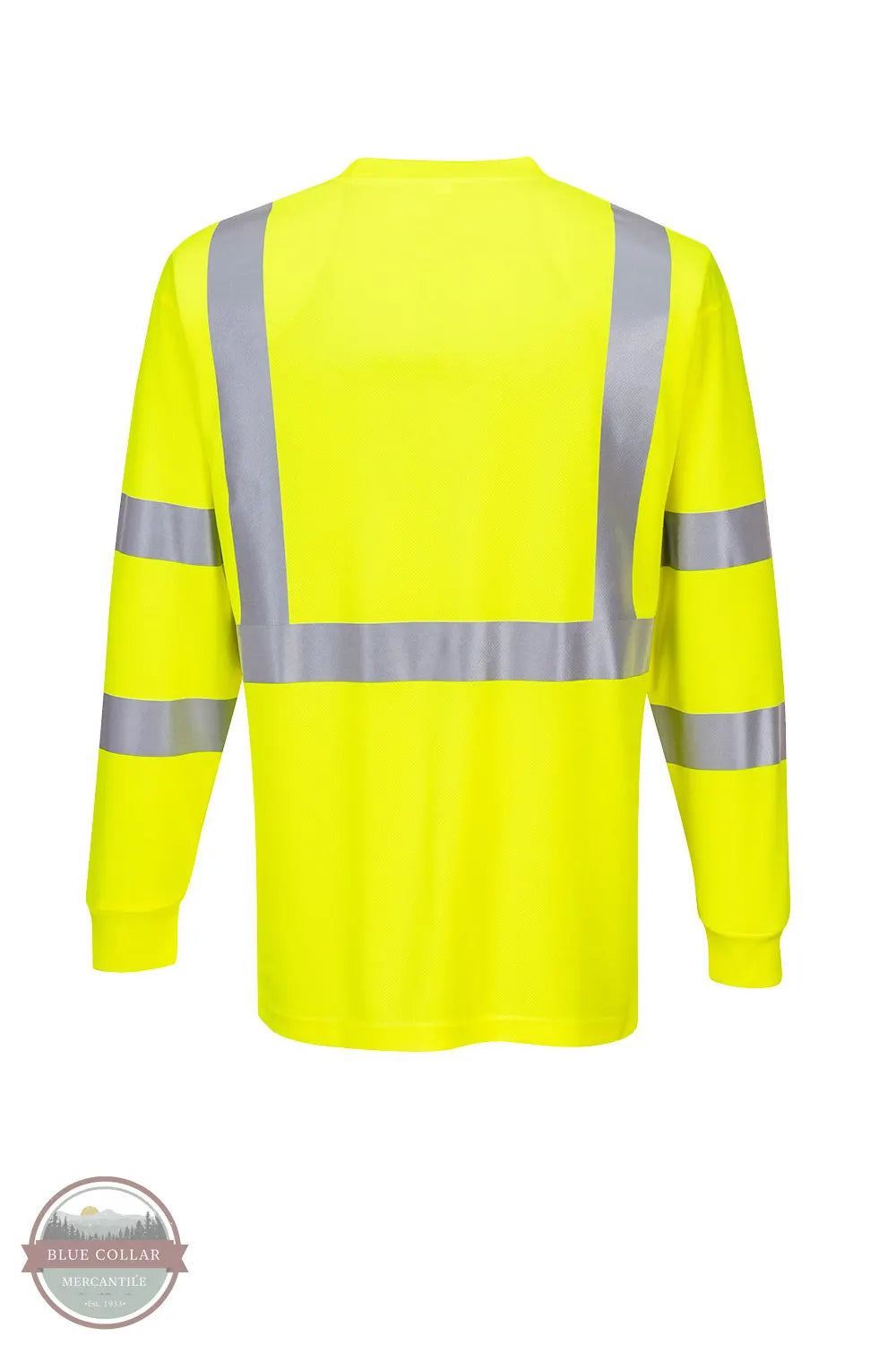 Portwest S192 Hi-Vis Pocket Long Sleeve Shirt in hi vis yellow back view
