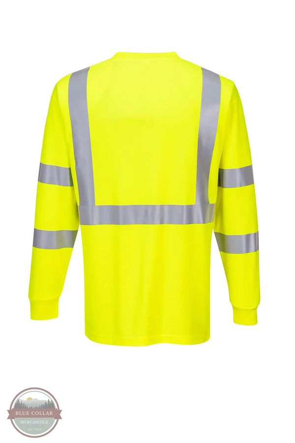 Portwest S192 Hi-Vis Pocket Long Sleeve Shirt in hi vis yellow back view