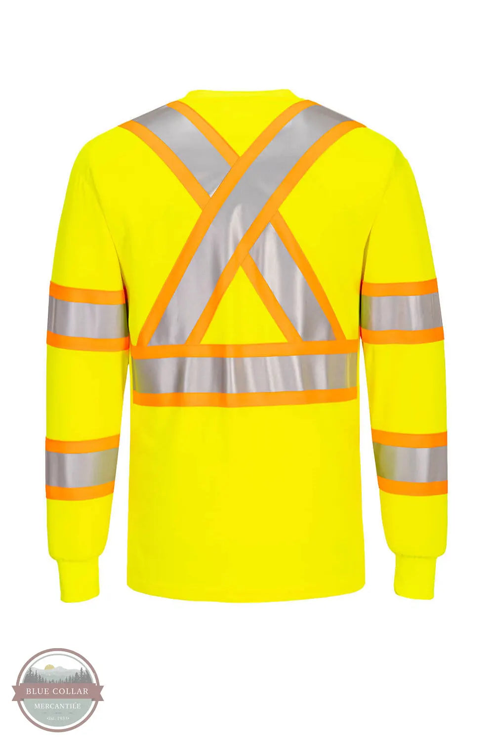 Portwest CA111 Hi-Vis X Back Contrast Tape Long Sleeve Shirt in Yellow back view
