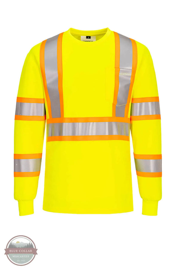 Portwest CA111 Hi-Vis X Back Contrast Tape Long Sleeve Shirt in Yellow Front view