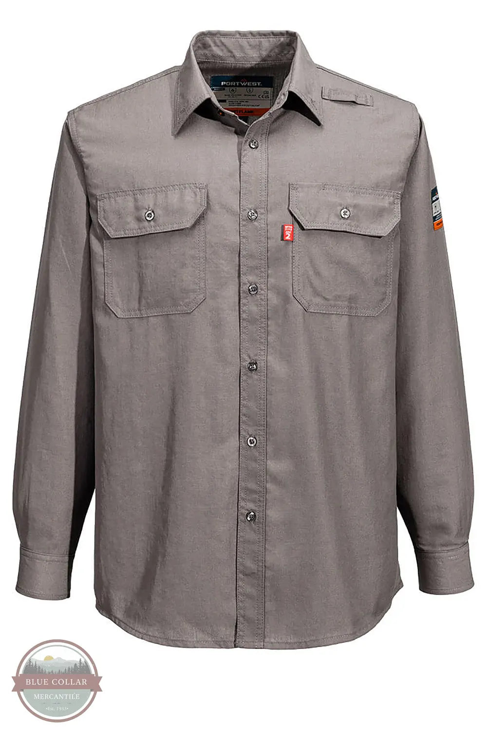 Portwest FR705 Vented Flame Resistant FR Work Long Sleeve Shirt in Grey front view