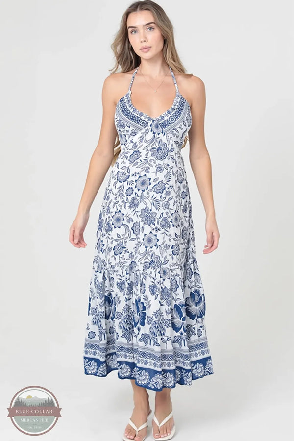 Printed Halter Neck Maxi Dress by ANGIE C4G07-FQ51 front view