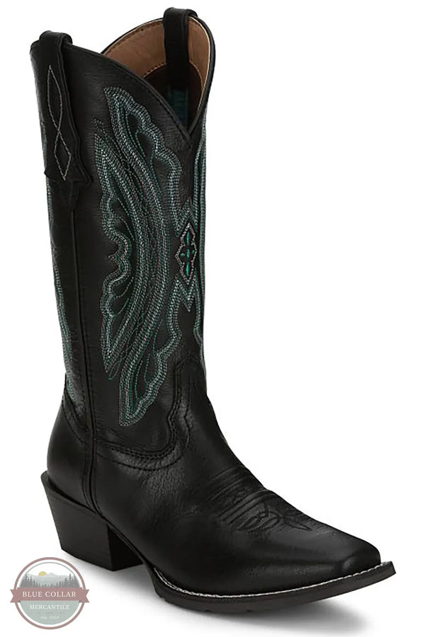Justin GY2876 Rae 12" Western Boot in Midnight Black view of single boot front