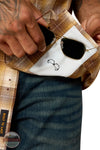 Ariat 10071549 Rebar Made Tough DuraStretch Work Shirt in Wood Thrush Brown pocket cleaner detail view