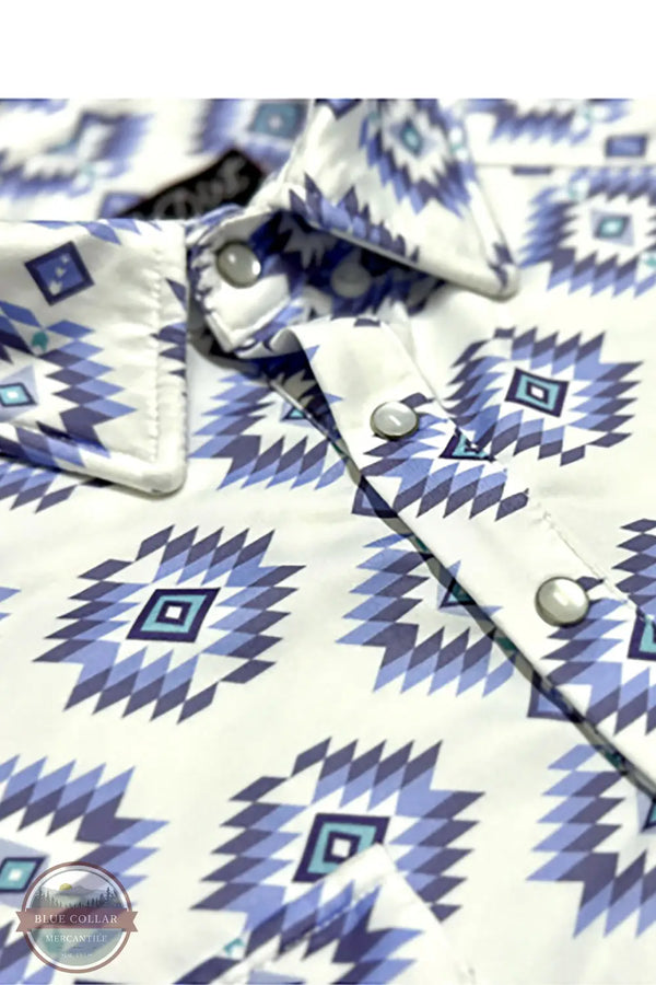 Red Dirt Hat Company RDPSSBUWHAZ Blue & White Aztec Short Sleeve Polo, collar