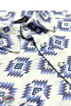Red Dirt Hat Company RDPSSBUWHAZ Blue & White Aztec Short Sleeve Polo, collar