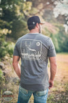 Red Dirt RDHC-T-180 Big Buck Short Sleeve T-Shirt in Gray, model rear
