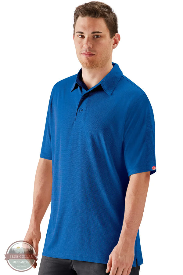 Red Kap SK90RB Men's Big &amp; Tall Short Sleeve Performance Knit Flex Series Pro Polo in Royal Blue on model