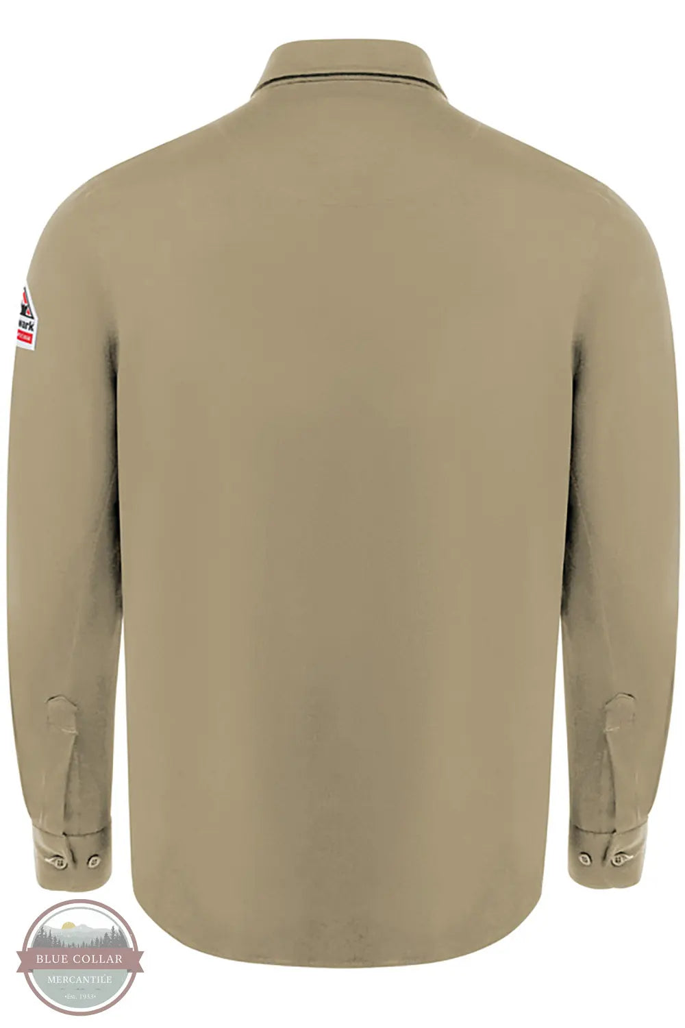 Bulwark STG4 FR Flex Knit Button Down Shirt in Khaki back view