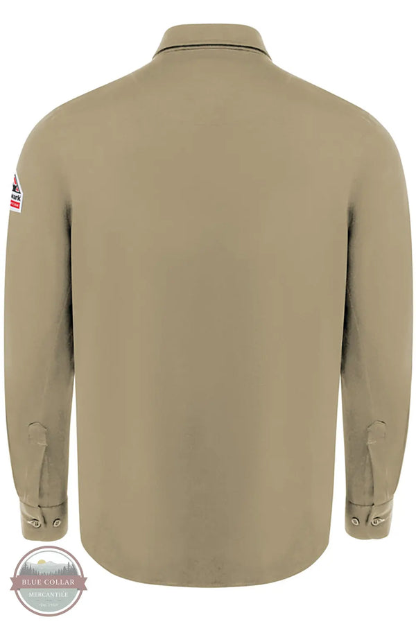 Bulwark STG4 FR Flex Knit Button Down Shirt in Khaki back view
