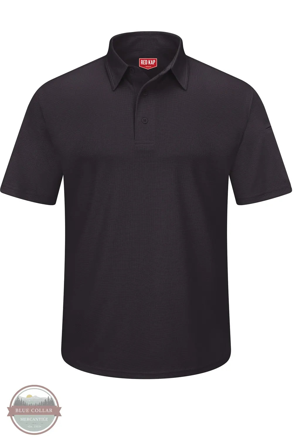 Red Kap SK90BK Men's Regular Sizes Short Sleeve Performance Knit Flex Series Pro Polo in Black front view