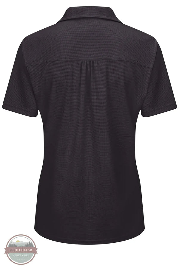 Red Kap SK91BK Women's Short Sleeve Performance Knit Flex Series Pro Polo in Black back view